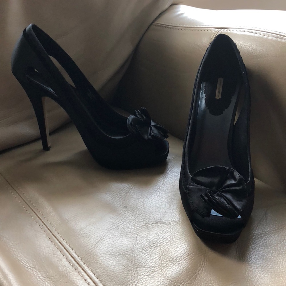 After 5 Black Satin Heels by Maxstudio